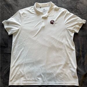 Adidas Texas A&M White Polo Shirt with Embroidered Logo
